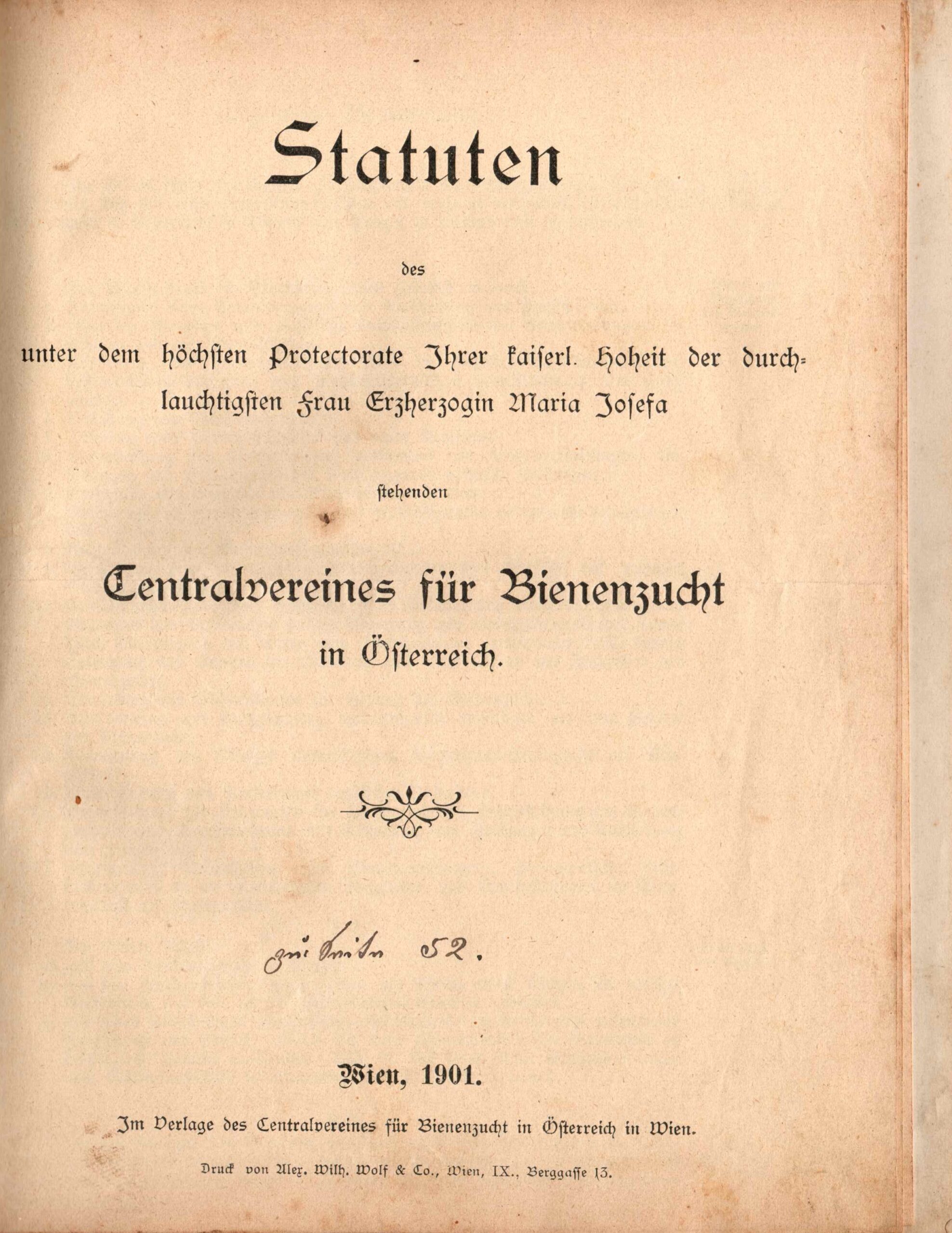 bienenzuchtverein-wildon-timeline1899 Statuten