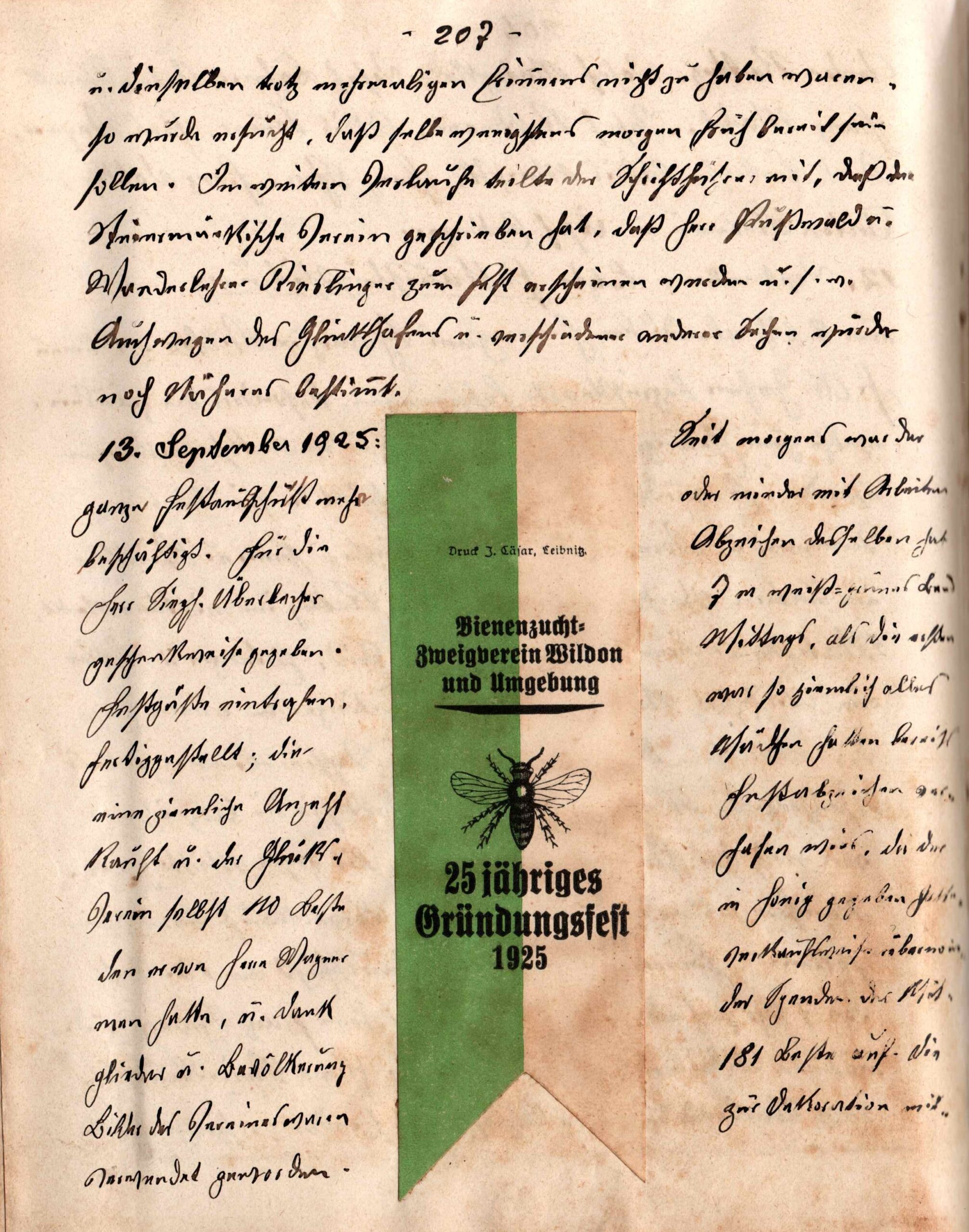 bienenzuchtverein-wildon-timeline1924 25Jahre Gründungsfest