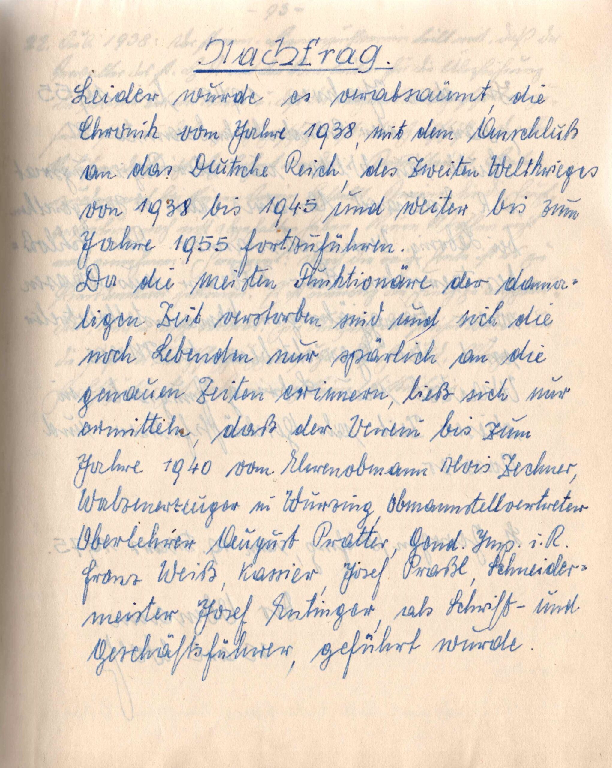 bienenzuchtverein-wildon-timeline1940-1955 Niederschrift 2