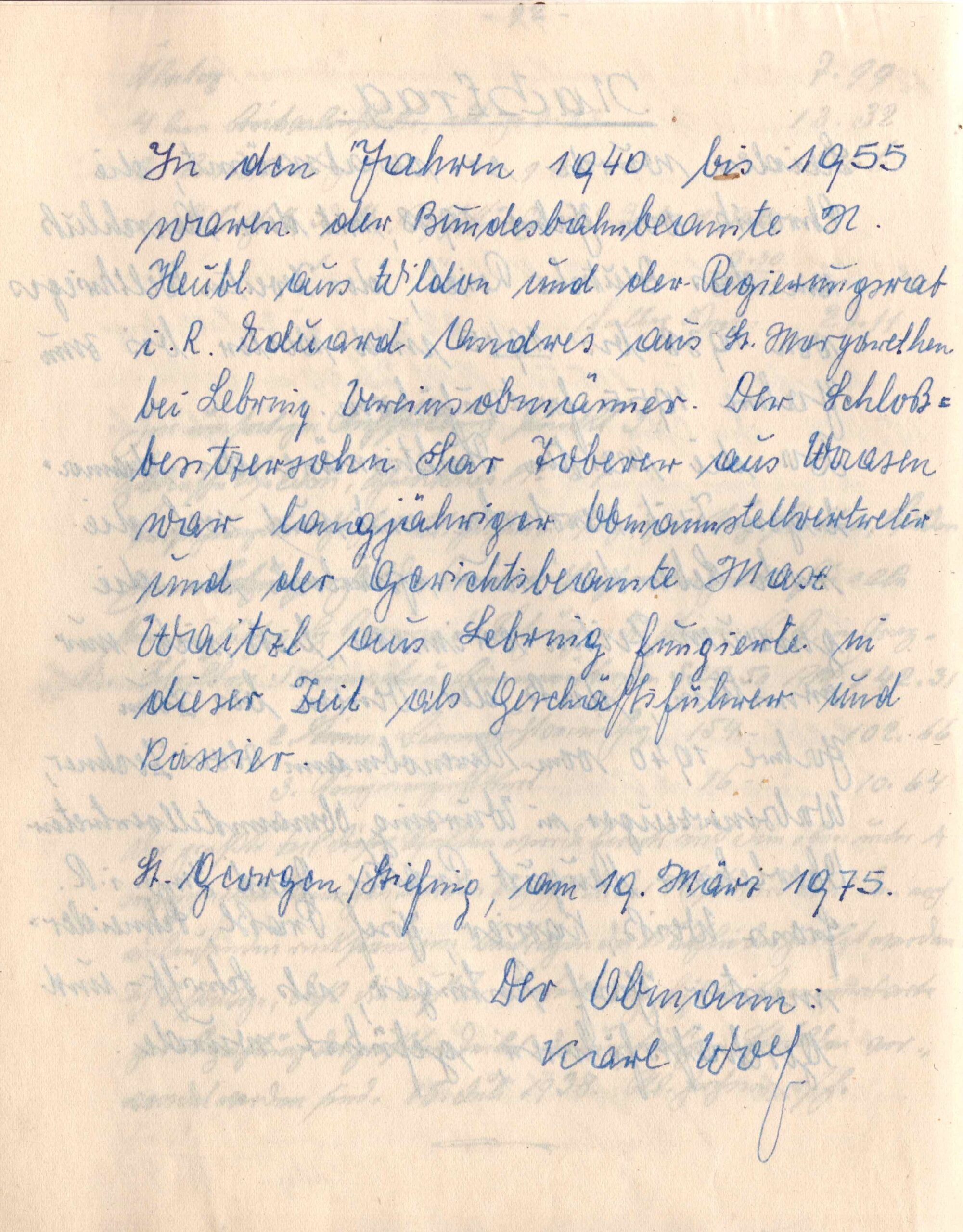 bienenzuchtverein-wildon-timeline1940-1955 Niederschrift