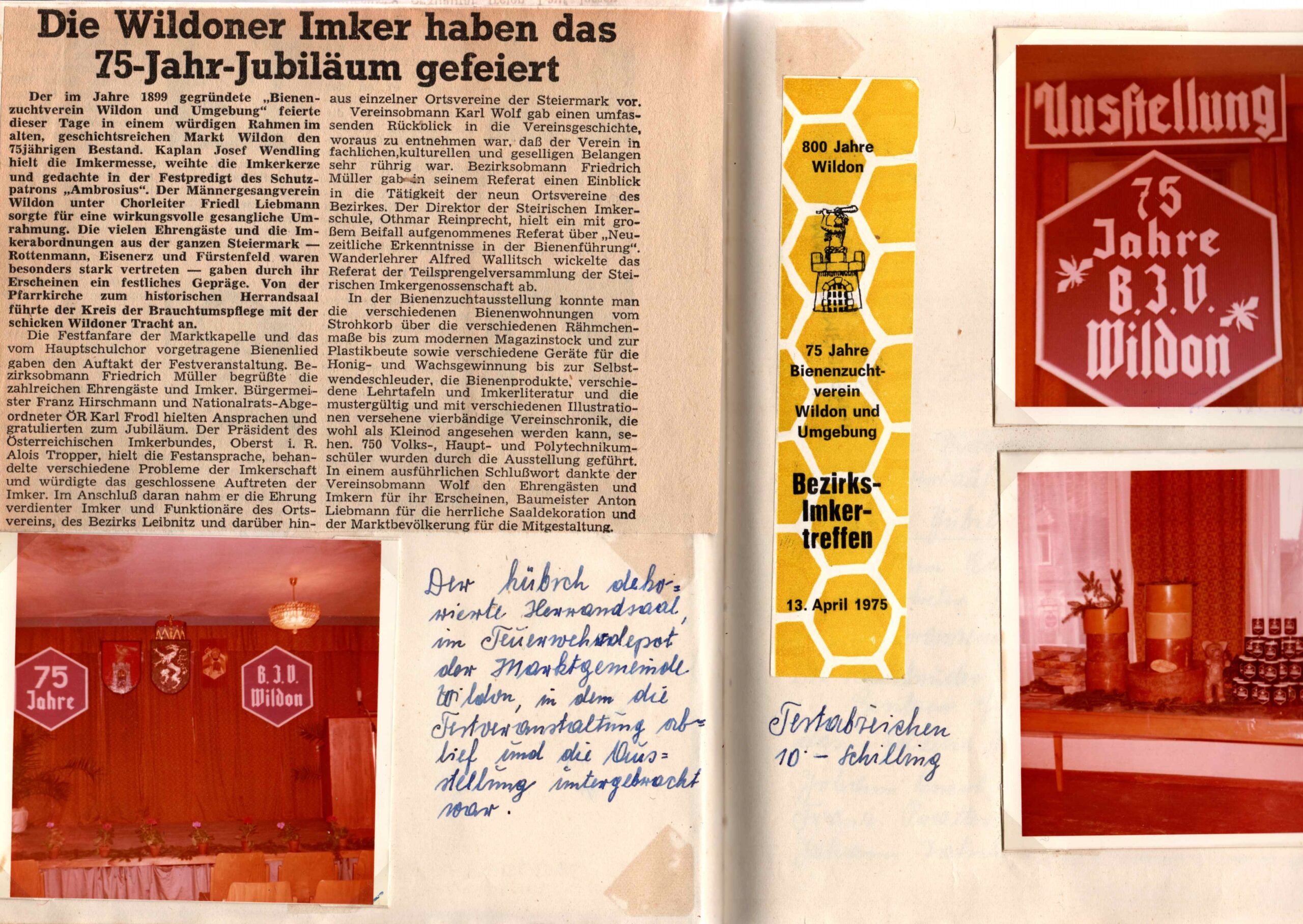 bienenzuchtverein-wildon-timeline1974 75 Jahrfeier
